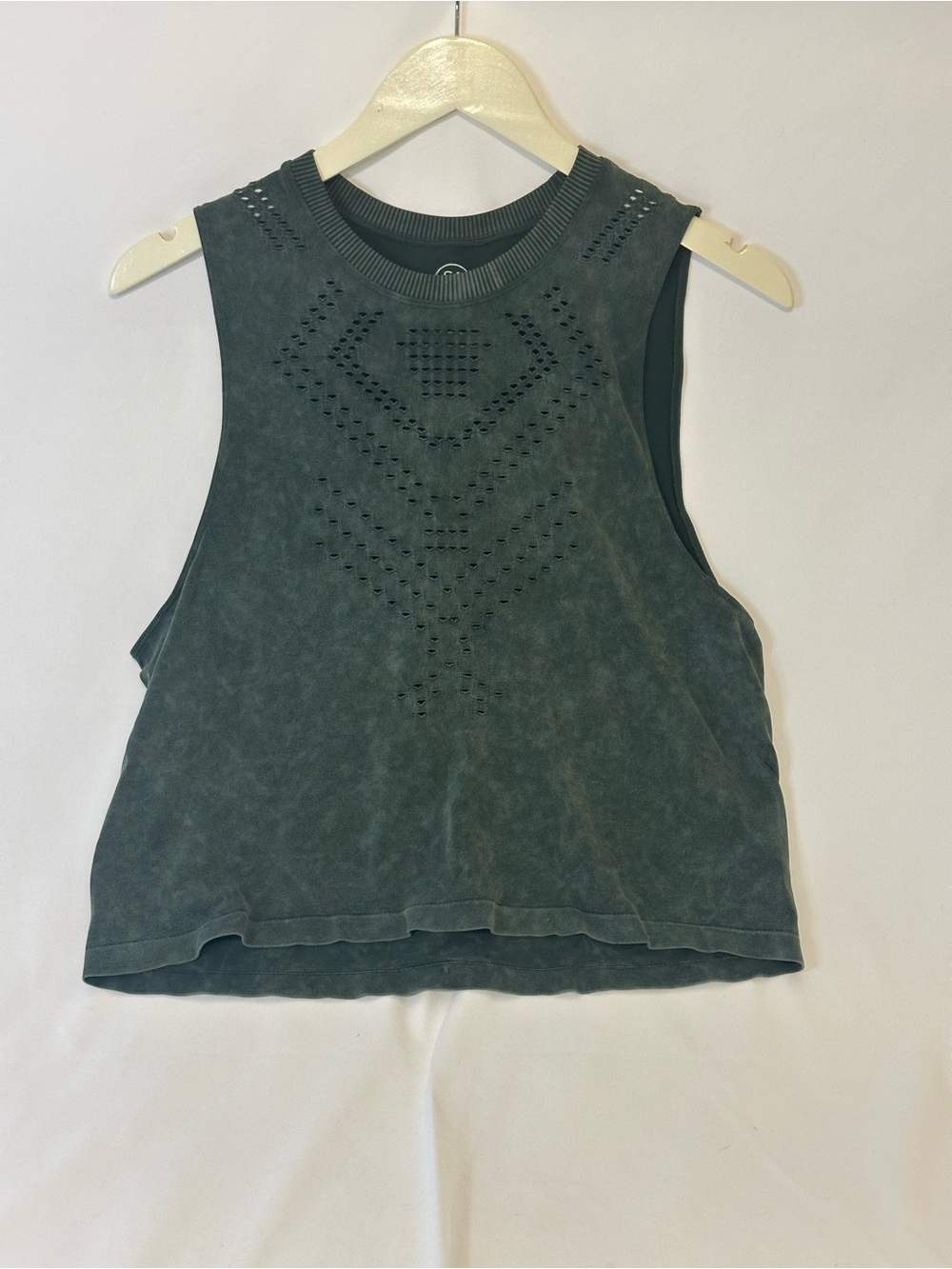 Sage Perforated Front Muscle Tank - Dark Green